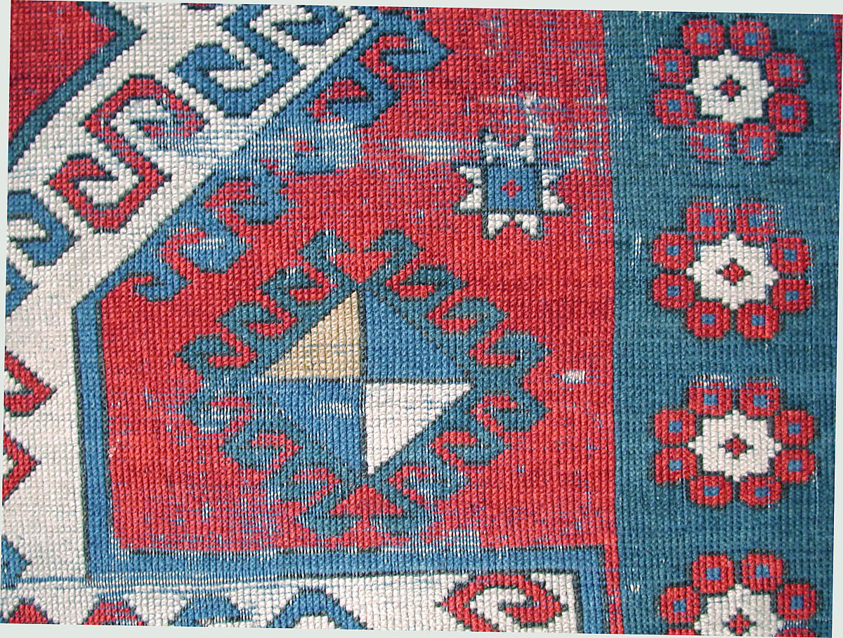 Double-Ended Bellini-Design Kazak Carpet, Wool (warp, weft, and pile); symmetrically woven pile