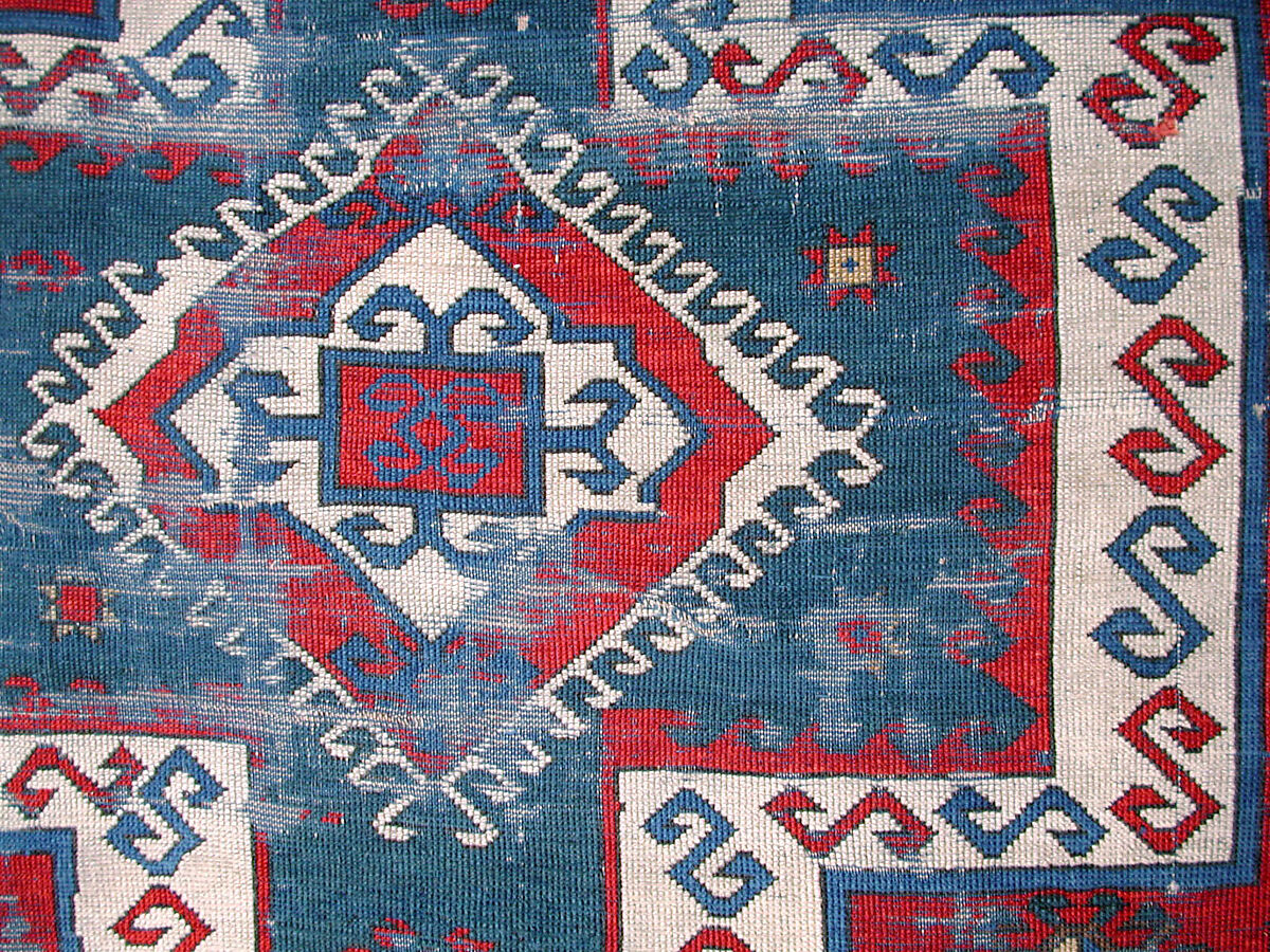 Double-Ended Bellini-Design Kazak Carpet, Wool (warp, weft, and pile); symmetrically woven pile