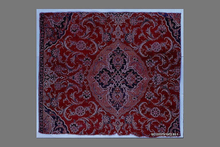 Fragment of an Ottoman Court Carpet, Wool (warp, weft, and pile); asymmetrically knotted pile