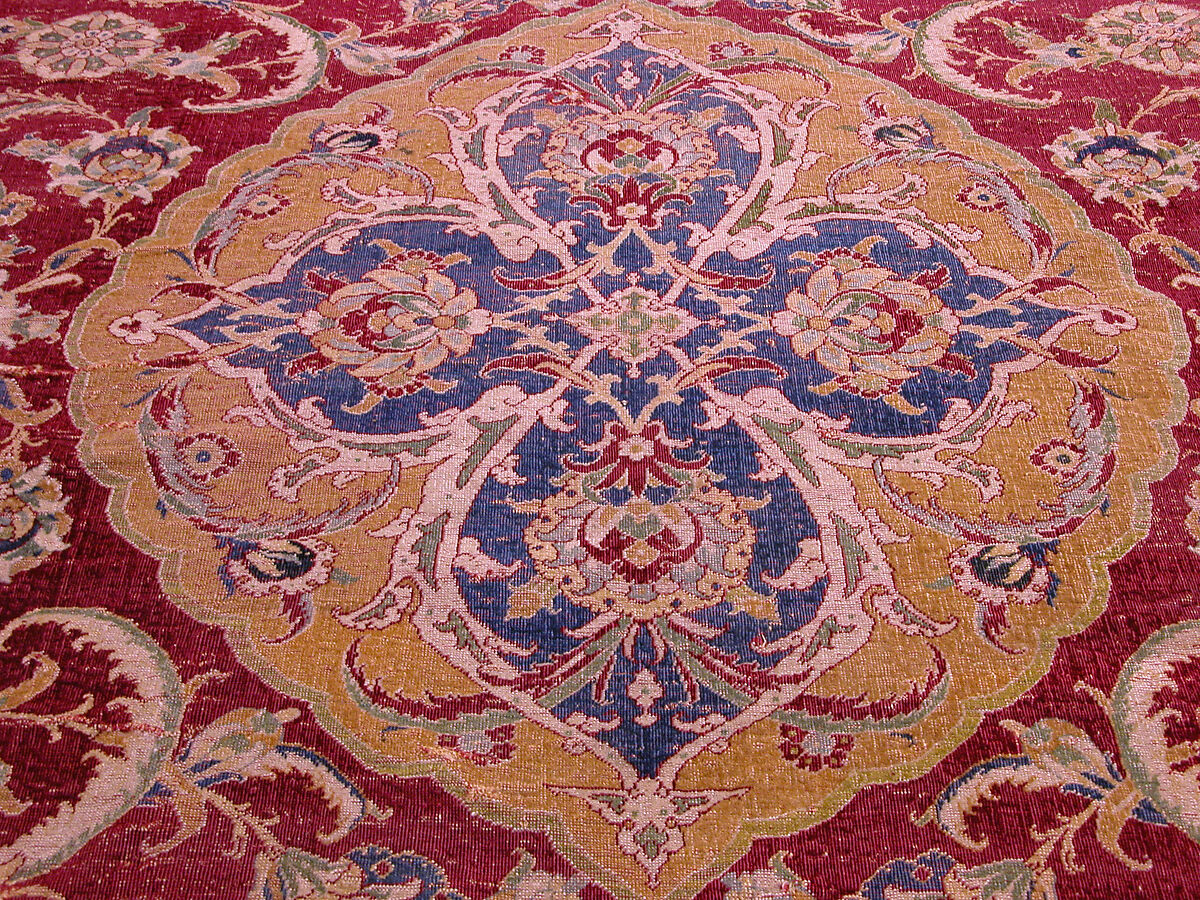 Fragment of an Ottoman Court Carpet, Wool (warp, weft, and pile); asymmetrically knotted pile
