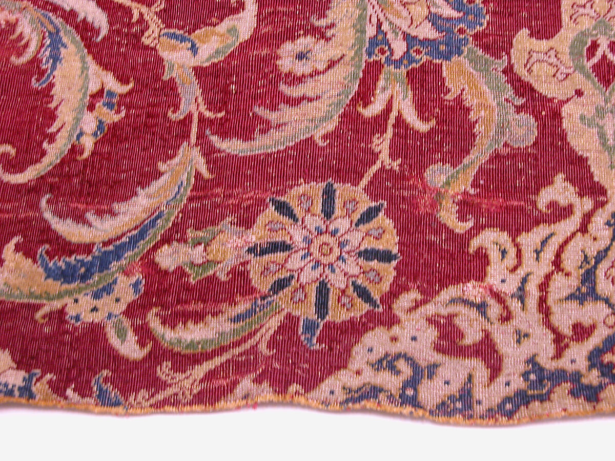 Fragment of an Ottoman Court Carpet, Wool (warp, weft, and pile); asymmetrically knotted pile
