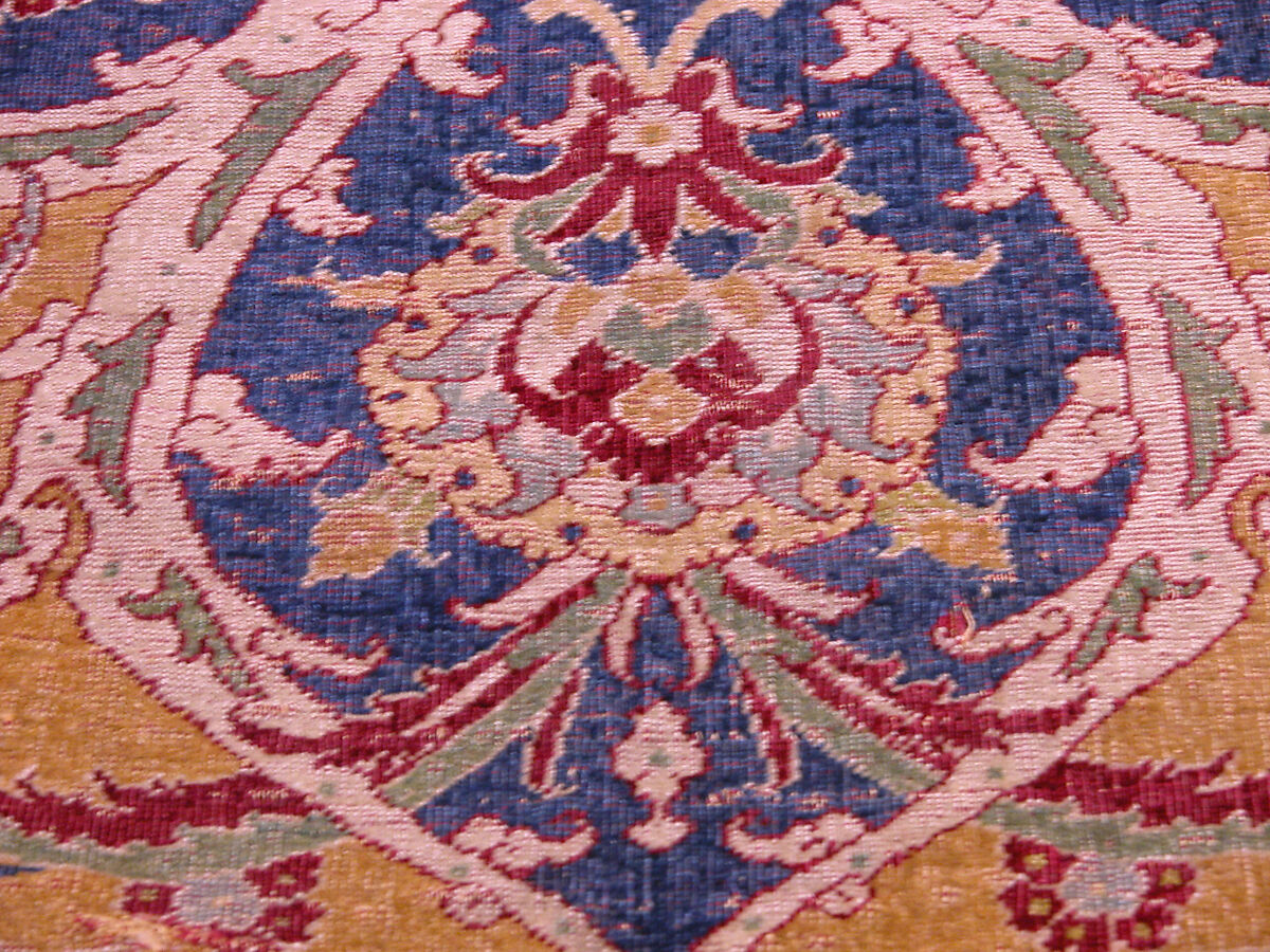 Fragment of an Ottoman Court Carpet, Wool (warp, weft, and pile); asymmetrically knotted pile