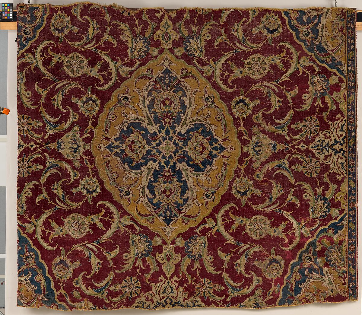 Fragment of an Ottoman Court Carpet, Wool (warp, weft, and pile); asymmetrically knotted pile 