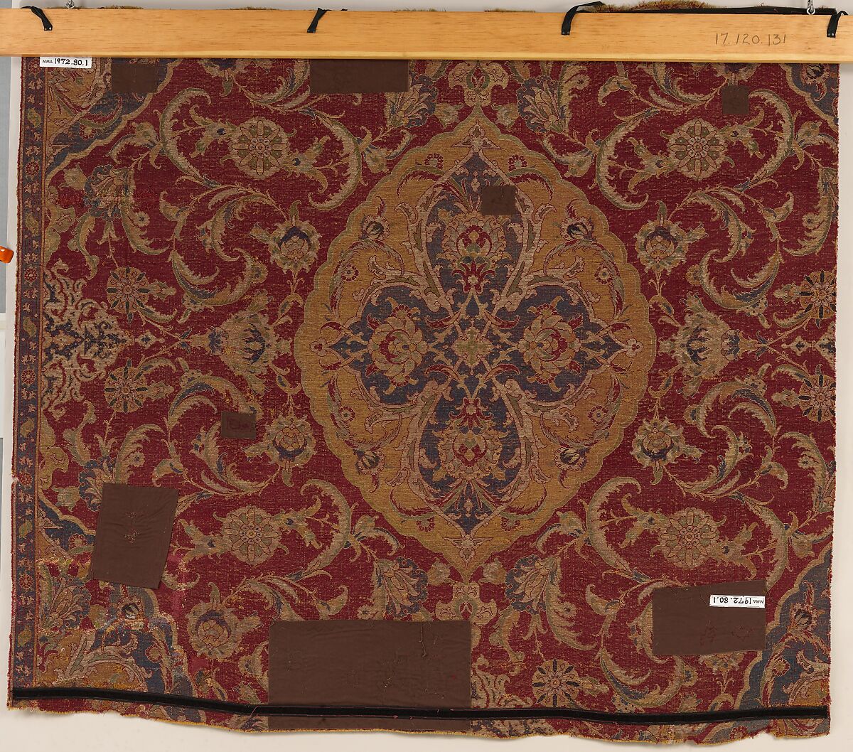 Fragment of an Ottoman Court Carpet, Wool (warp, weft, and pile); asymmetrically knotted pile
