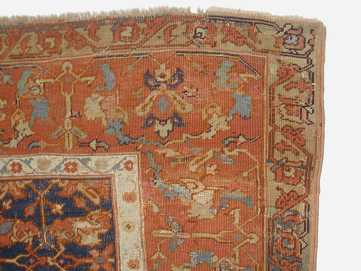 Lotus-Patterned Ushak Carpet, Wool (warp, weft, and pile); symmetrically knotted pile