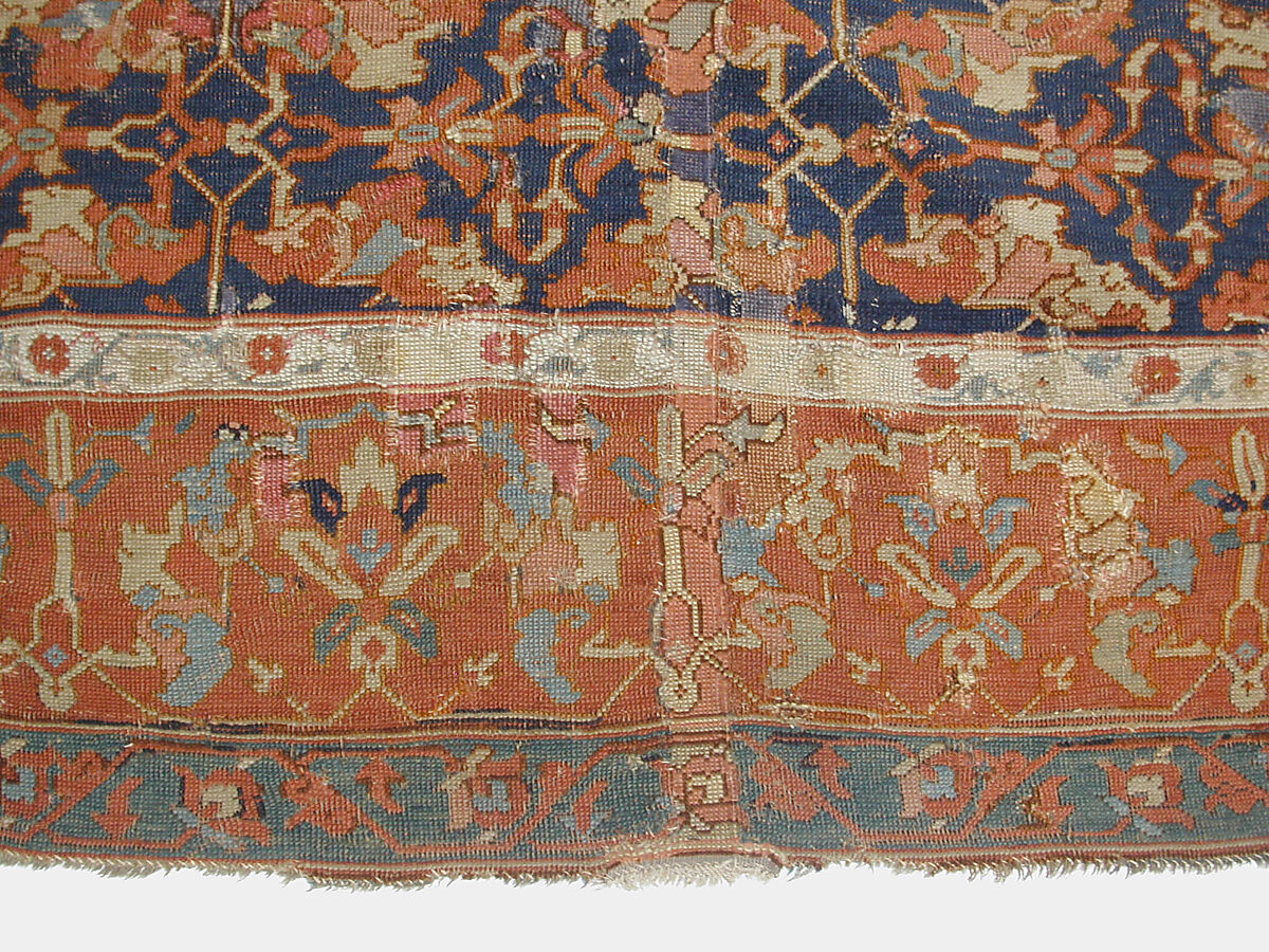 Lotus-Patterned Ushak Carpet, Wool (warp, weft, and pile); symmetrically knotted pile