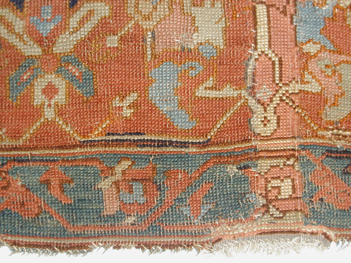 Lotus-Patterned Ushak Carpet, Wool (warp, weft, and pile); symmetrically knotted pile