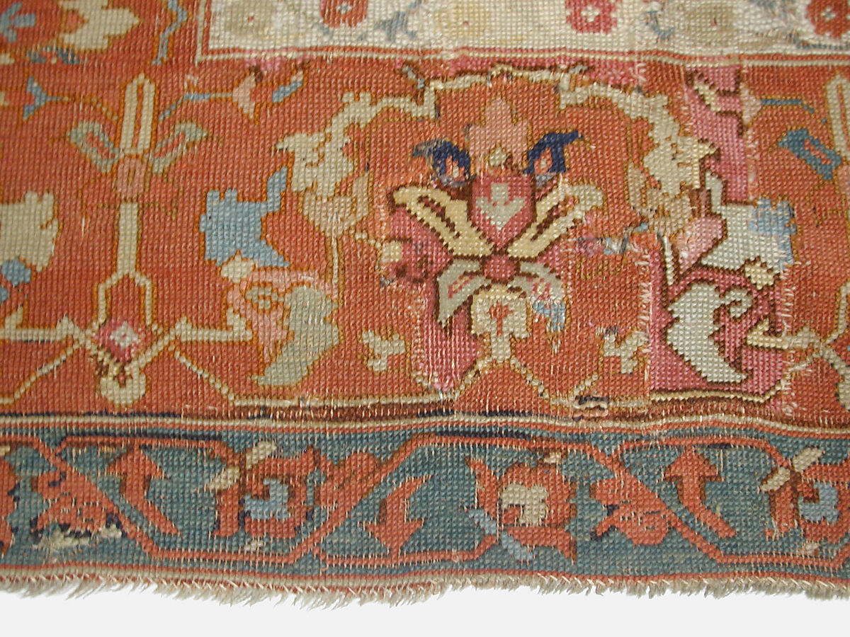 Lotus-Patterned Ushak Carpet, Wool (warp, weft, and pile); symmetrically knotted pile