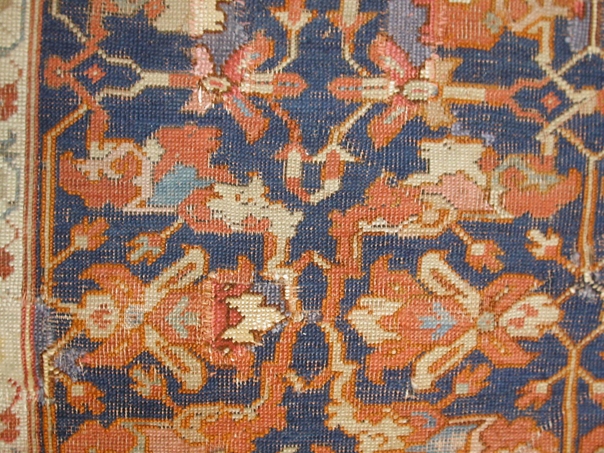 Lotus-Patterned Ushak Carpet, Wool (warp, weft, and pile); symmetrically knotted pile