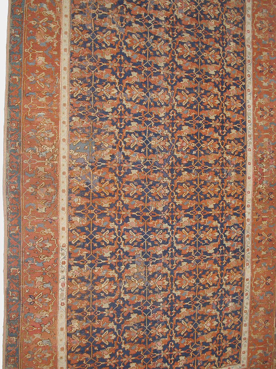 Lotus-Patterned Ushak Carpet, Wool (warp, weft, and pile); symmetrically knotted pile