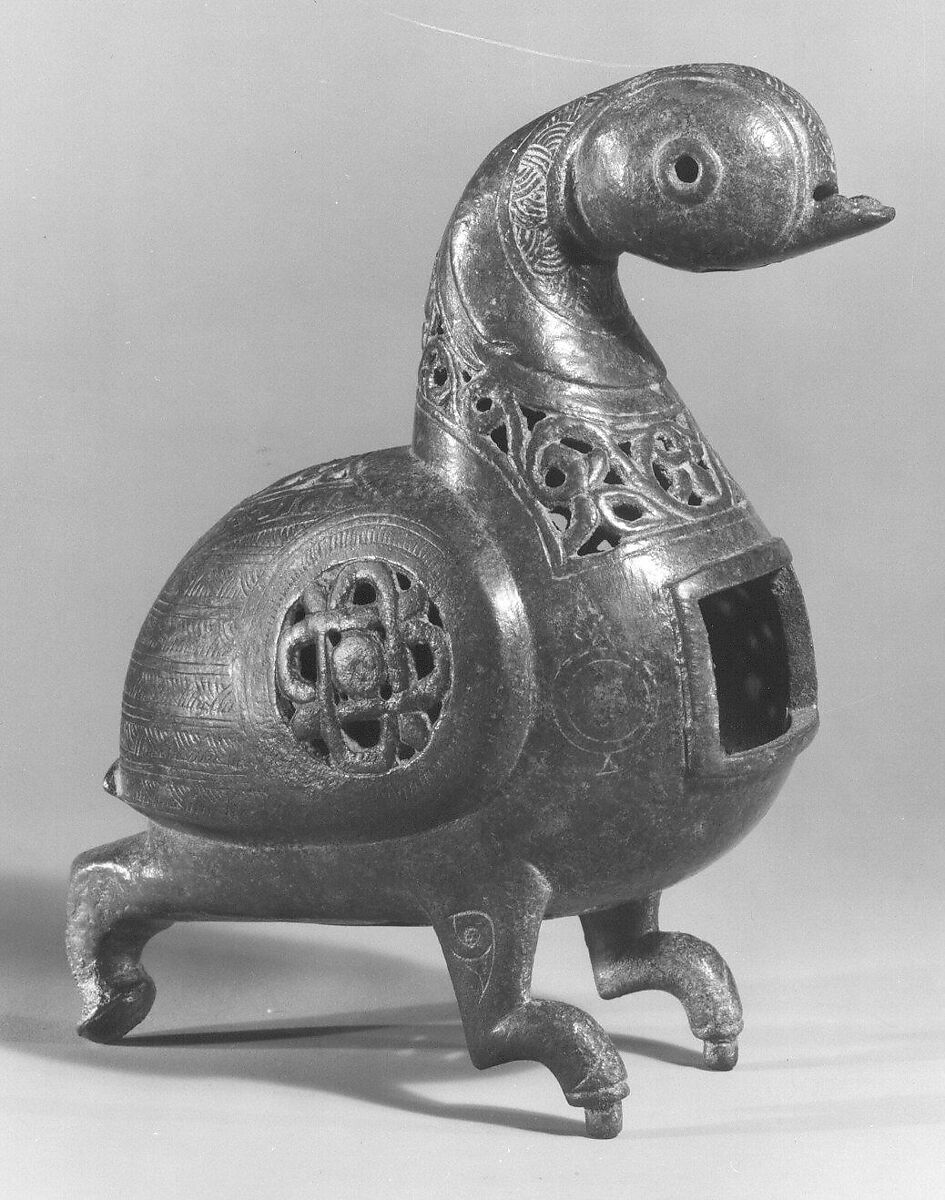 Incense Burner, Brass; cast, pierced, chased, engraved