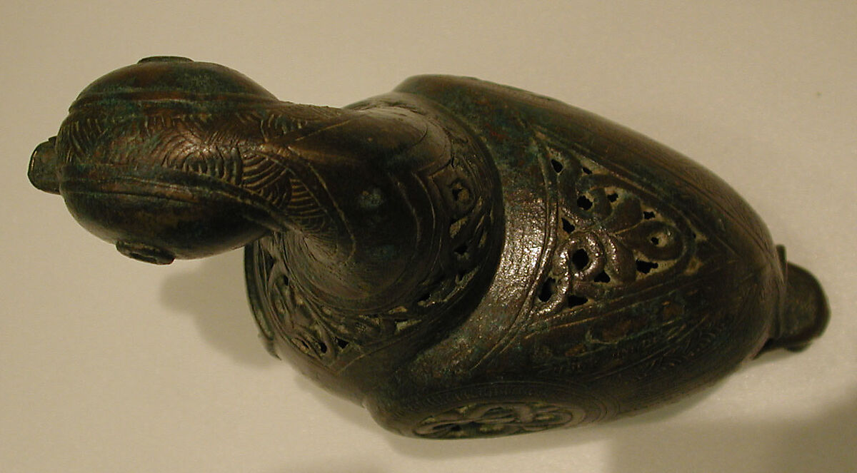 Incense Burner, Brass; cast, pierced, chased, engraved