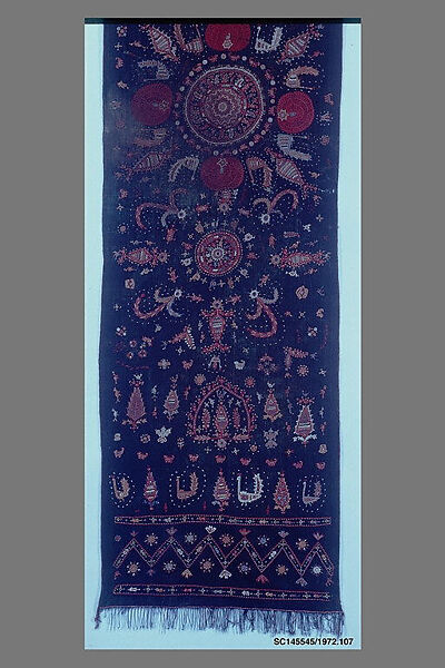 Shawl, Cotton; embroidered in silk 