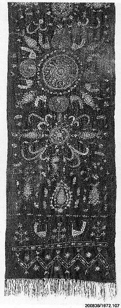 Shawl, Cotton; embroidered in silk