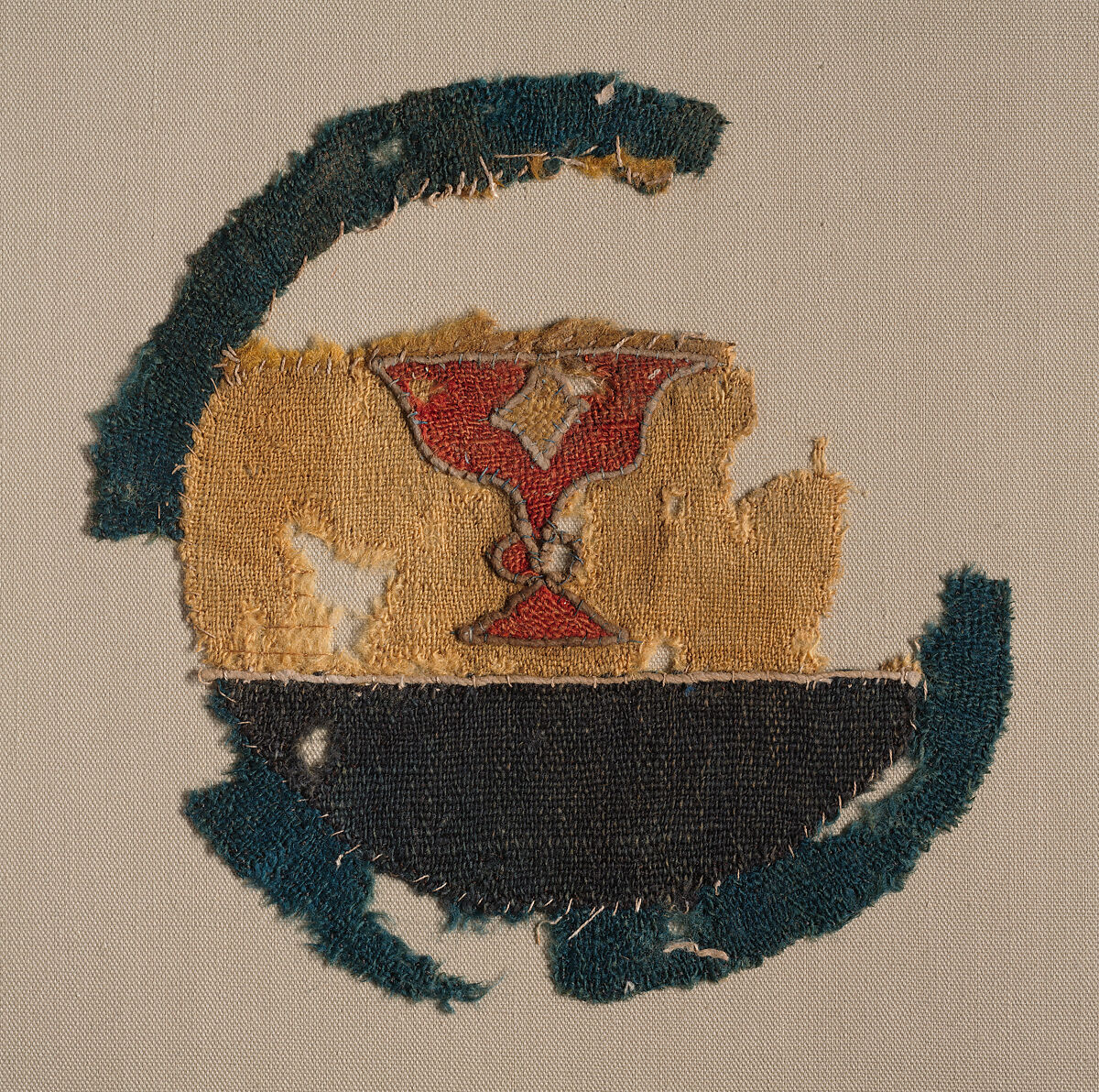 Textile Fragment, Wool; appliqued and embroidered