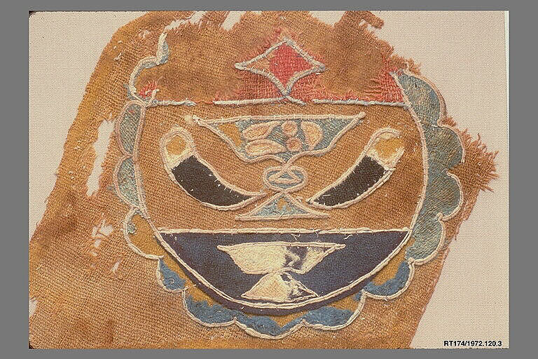 Textile Fragment with Mamluk Emblem, Wool; appliqued and embroidered