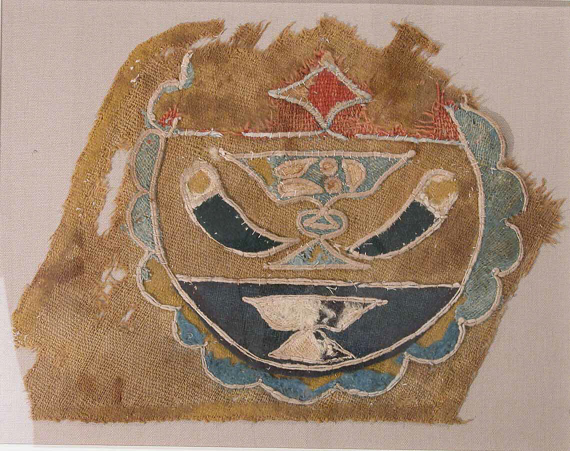 Textile Fragment with Mamluk Emblem, Wool; appliqued and embroidered