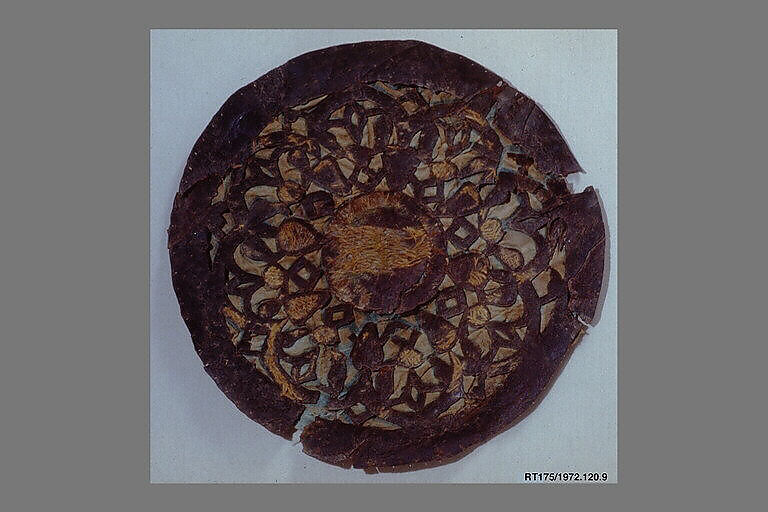 Medallion, Leather, cotton; embroidered with silk