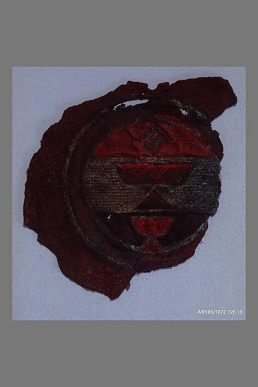 Fragment of Blazon, Leather, metal wire, wool, and cotton; embroidered