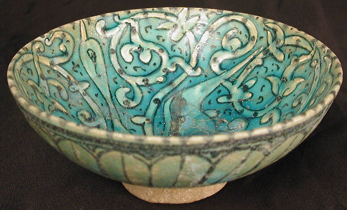 Bowl, Stonepaste; molded and painted under transparent glaze