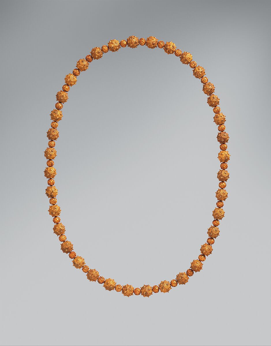Necklace, Gold (sheet); granulation and twisted wire 