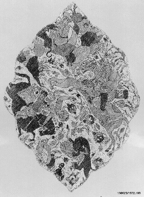 Velvet Panel with Hunting Scene, Silk, flat metal thread; cut and voided velvet