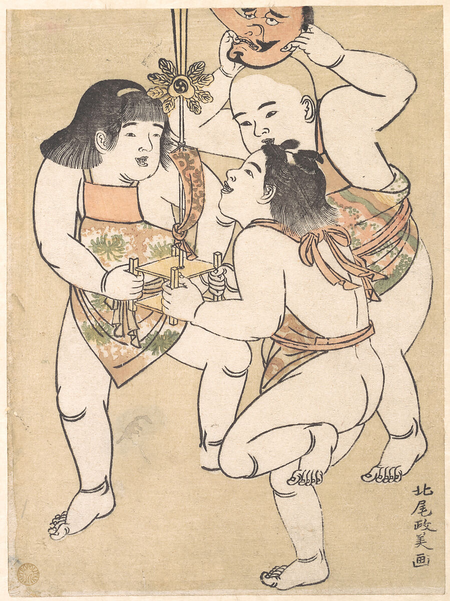 Children in the Sanno Festival, Kuwagata Keisai (Japanese, 1764–1824), Woodblock print; ink and color on paper, Japan 