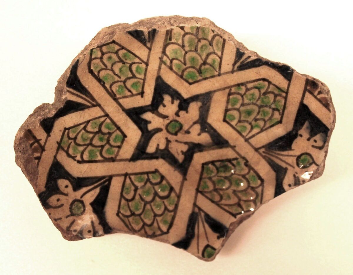 Ceramic Fragment, Stonepaste; painted under transparent glaze 