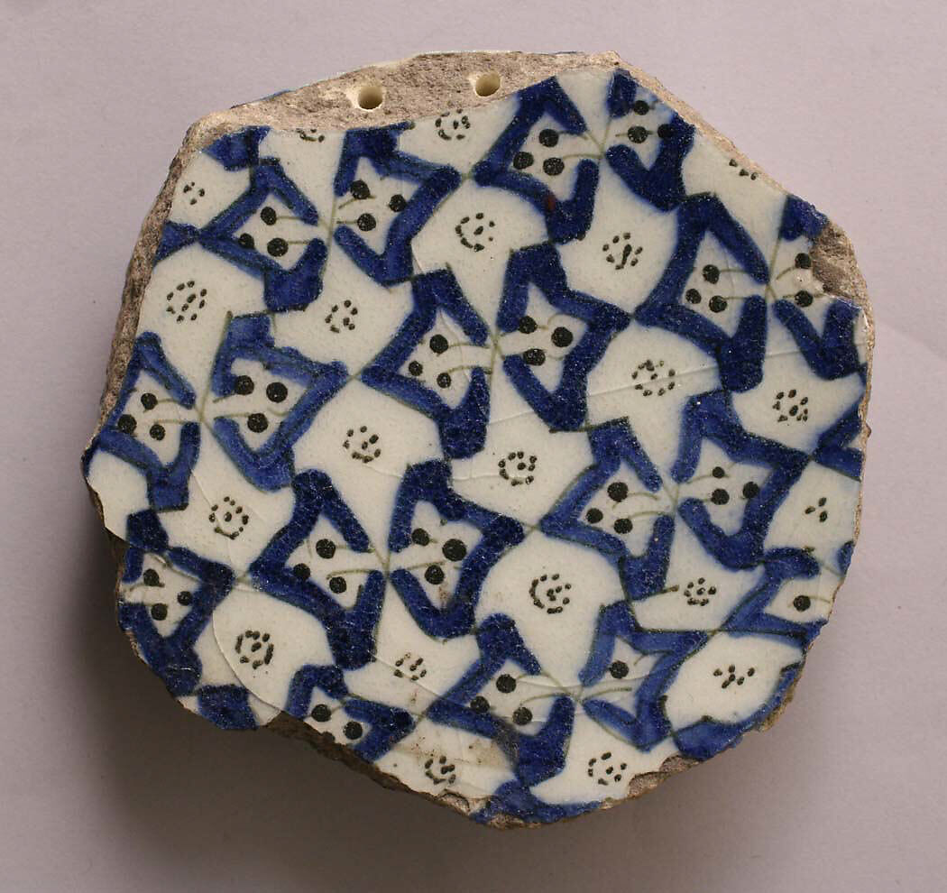 Fragment of a Bowl, Stonepaste; painted under transparent glaze 