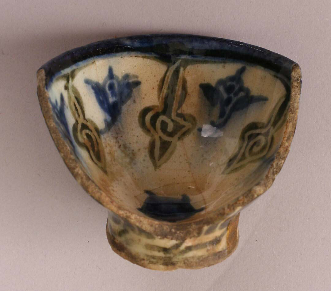 Fragment of a Cup, Stonepaste; painted under transparent glaze