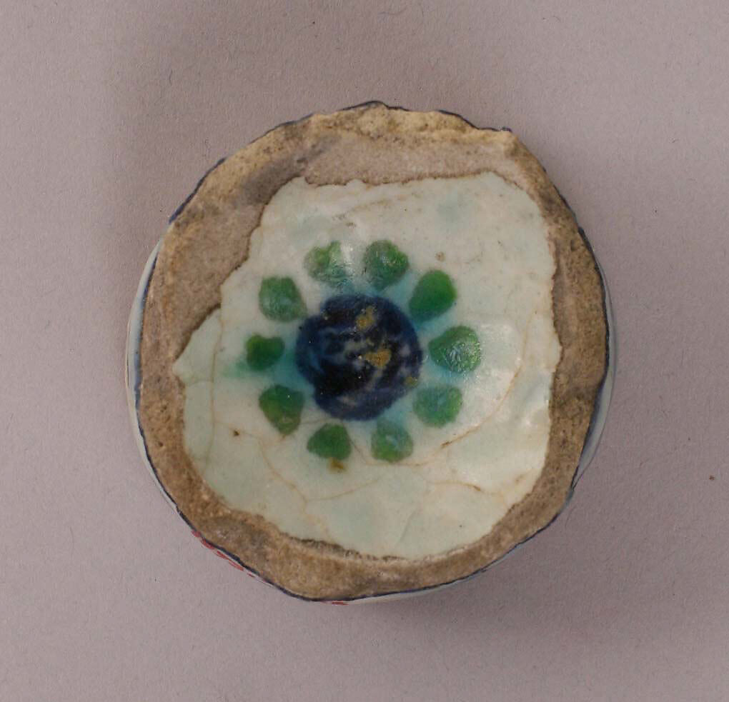 Fragment of a Bowl or Cup, Stonepaste; painted under transparent glaze 