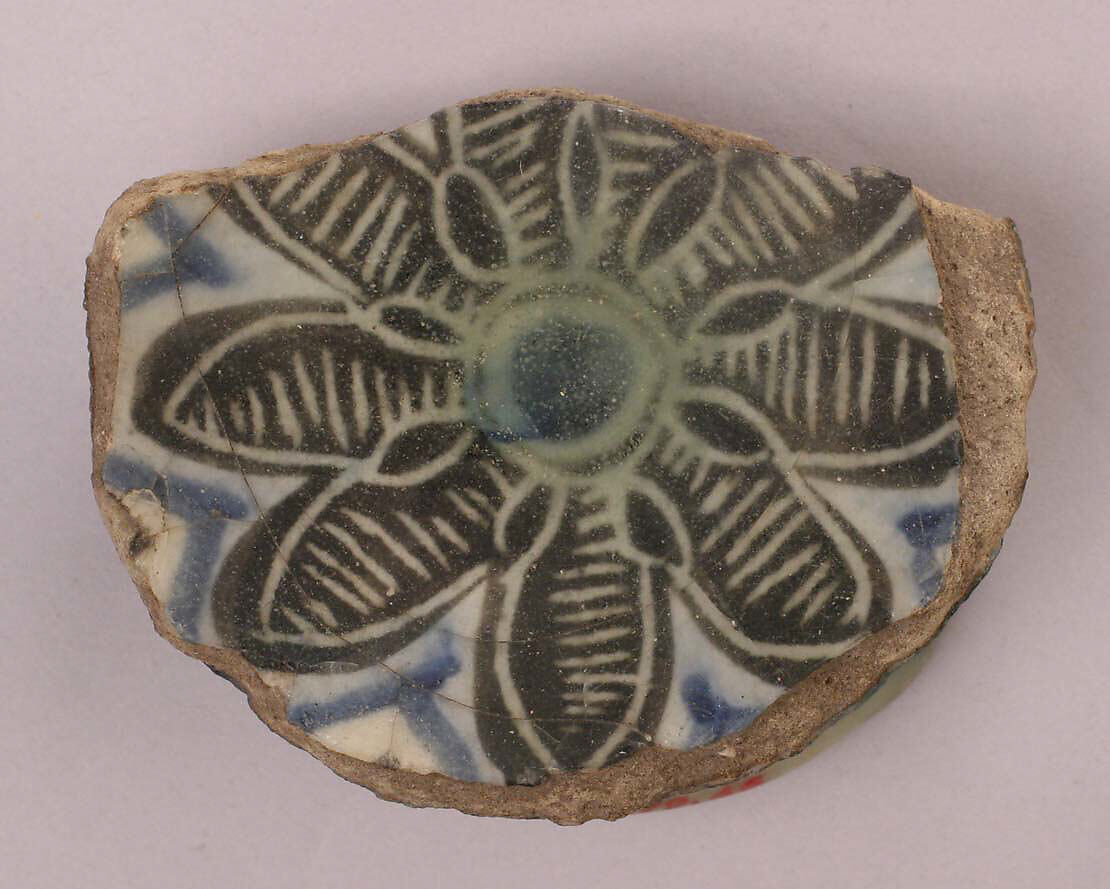 Ceramic Fragment, Stonepaste; painted under transparent glaze 