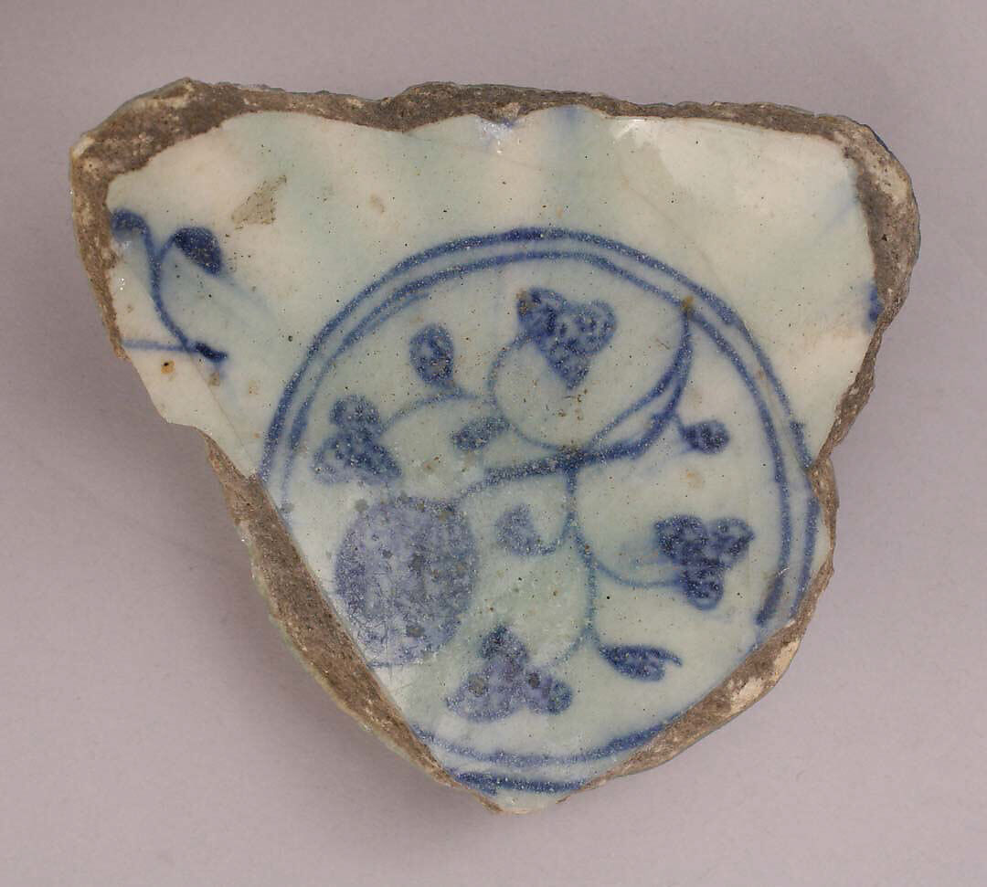 Fragment, Stonepaste; painted under transparent glaze 