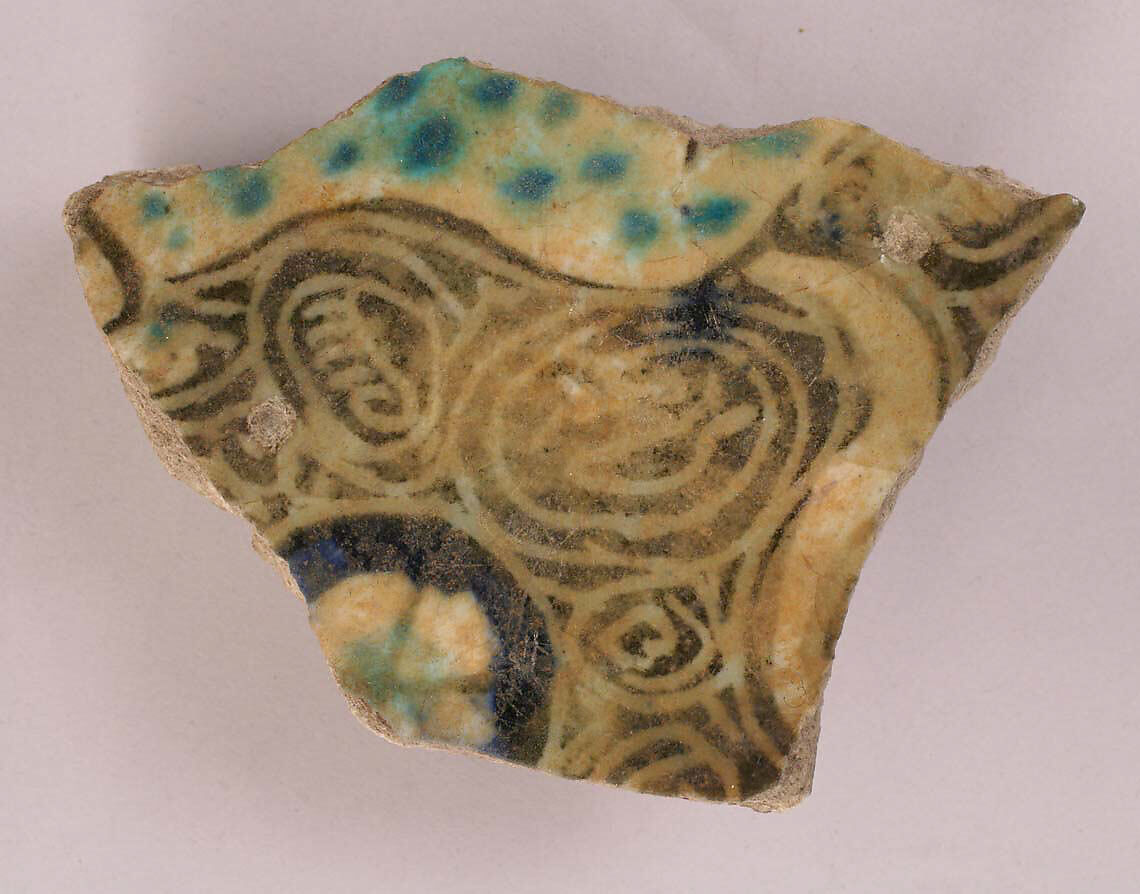 Ceramic Fragment, Stonepaste; painted under transparent glaze 