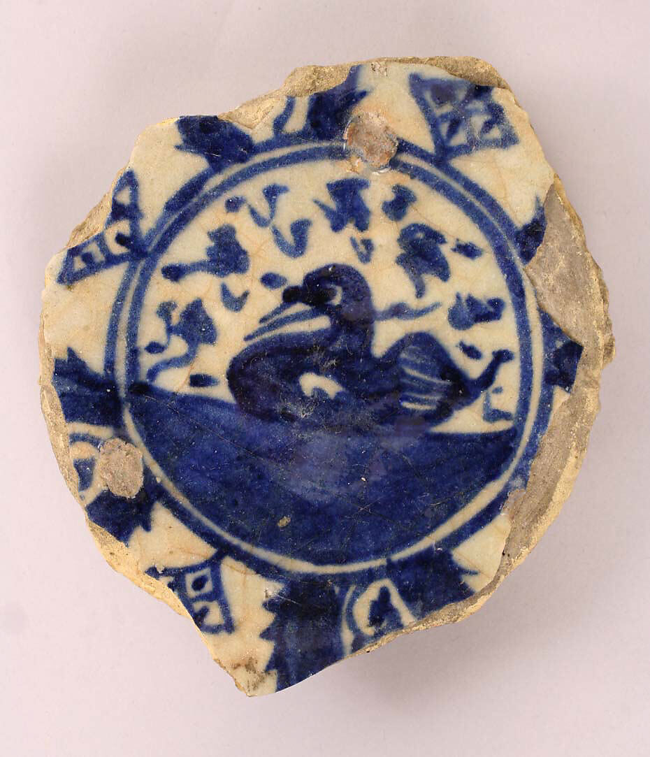 Ceramic Fragment, Stonepaste; painted under transparent glaze 