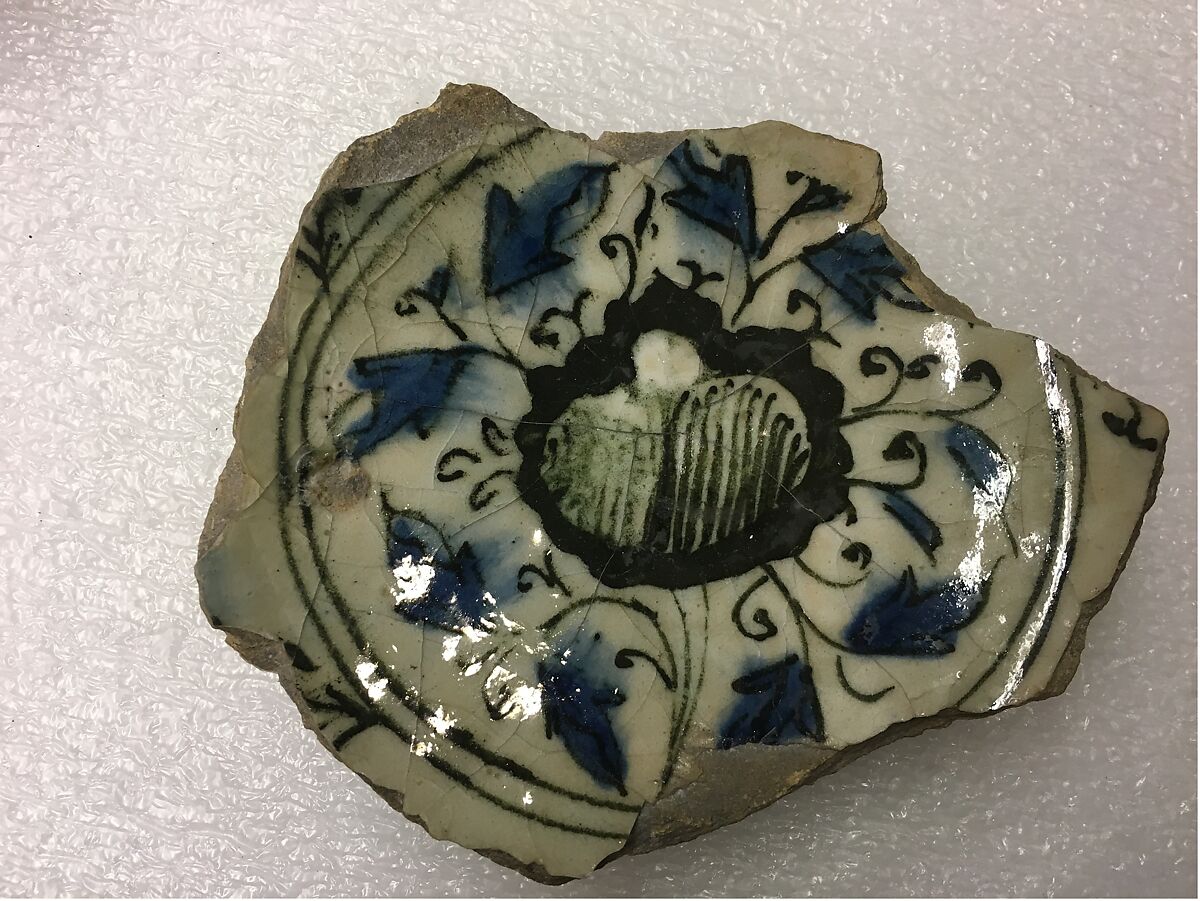 Ceramic Fragment, Stonepaste; painted under transparent glaze 