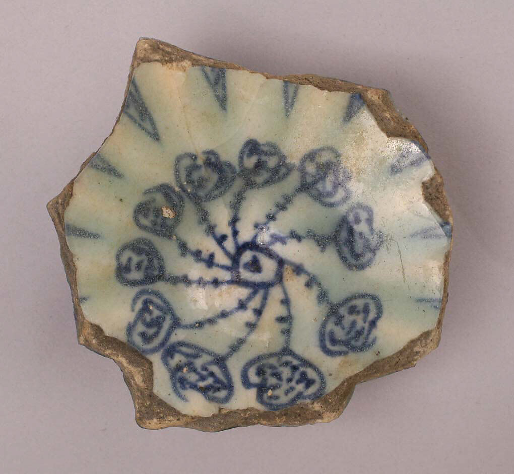 Fragment, Stonepaste; painted under transparent glaze 