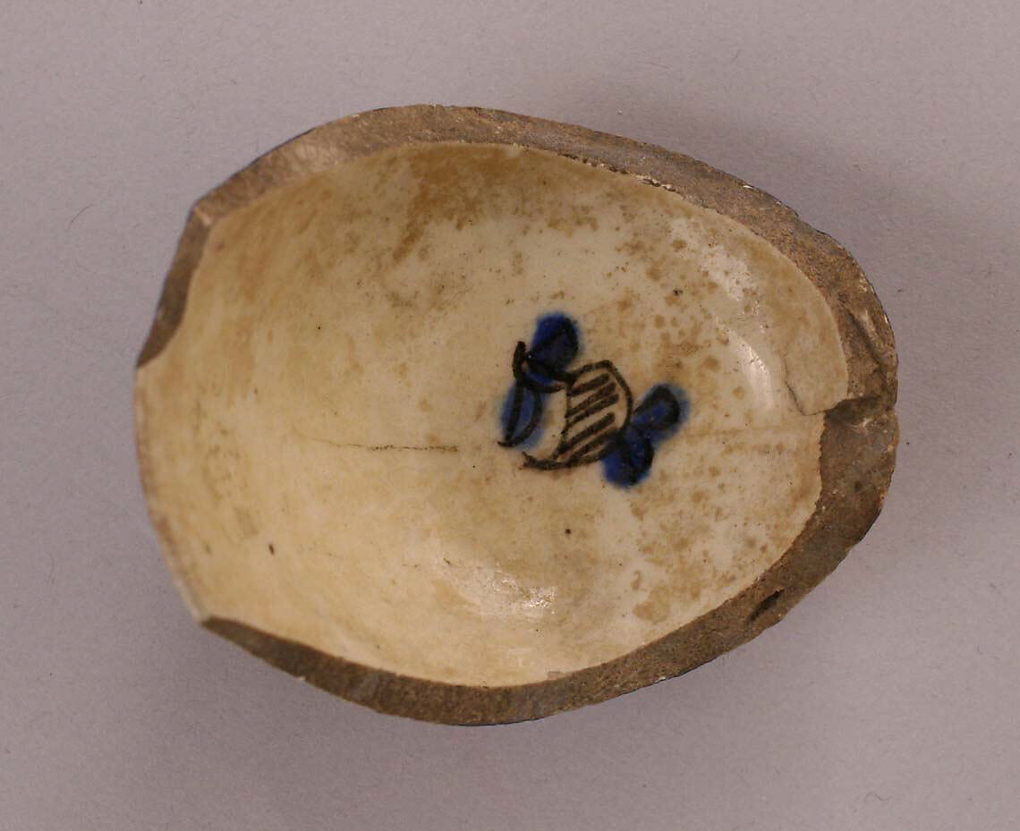 Fragment of a Cup, Stonepaste; painted under transparent glaze