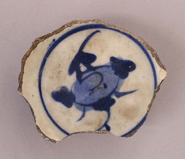 Ceramic Fragment, Stonepaste; painted under transparent glaze 