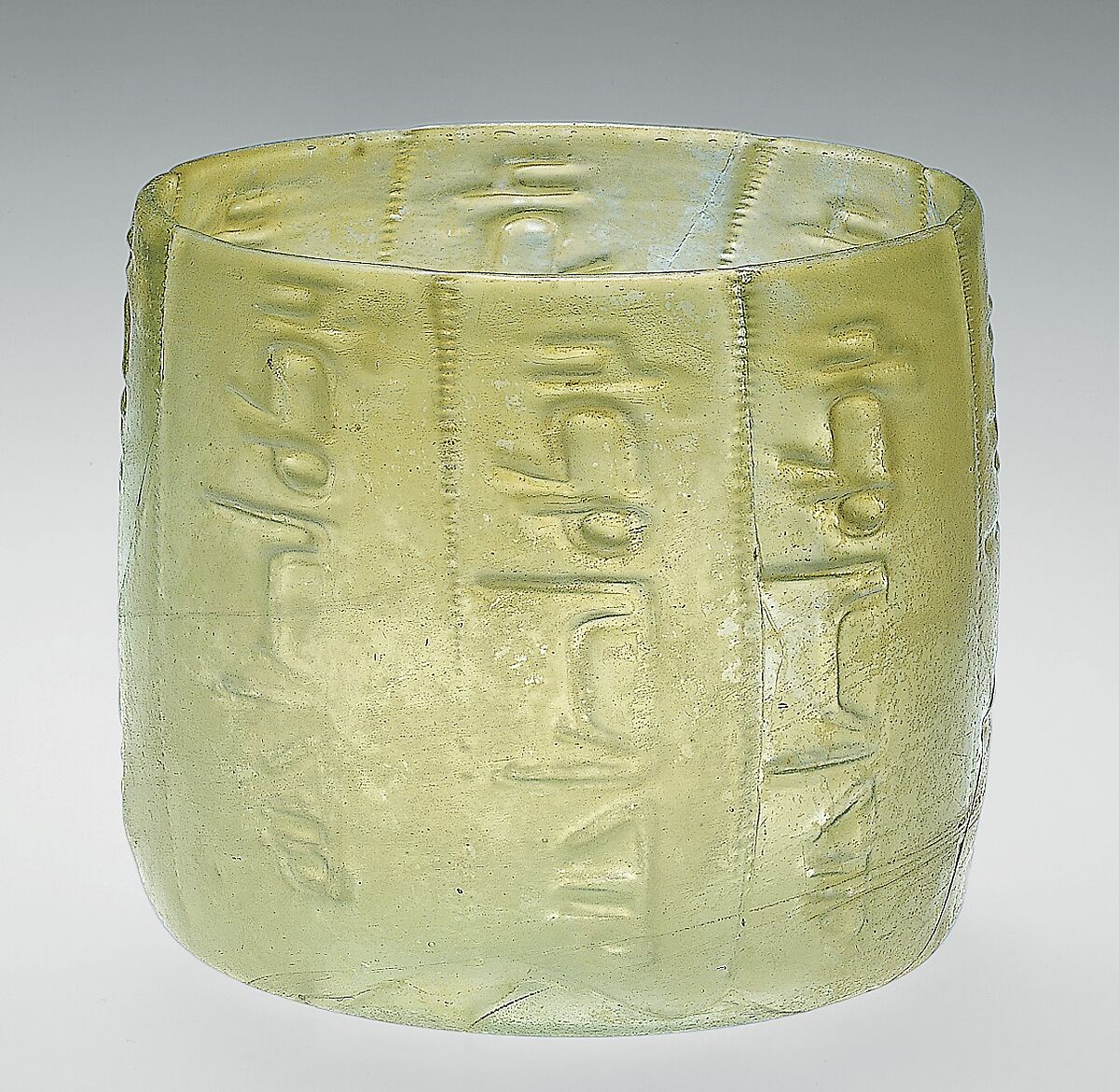 Cup, Glass; free blown and impressed