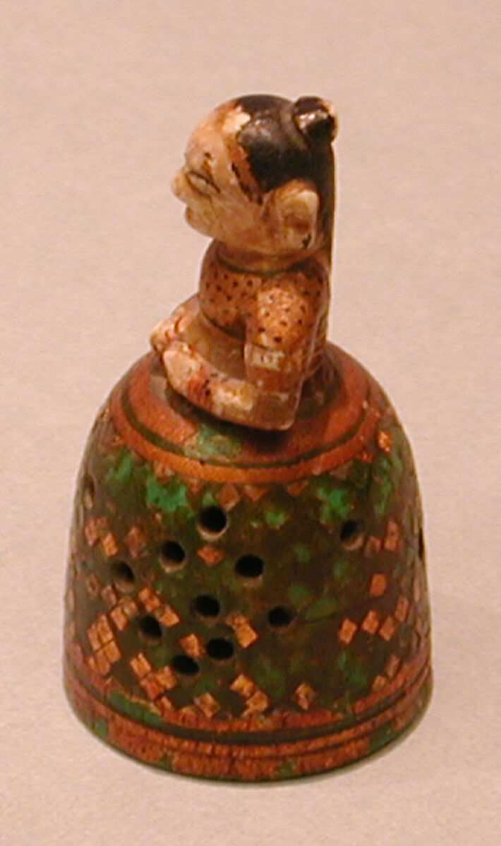 Pawn in the Form of an Indian Lady, Ivory; painted, gilded, and lacquered