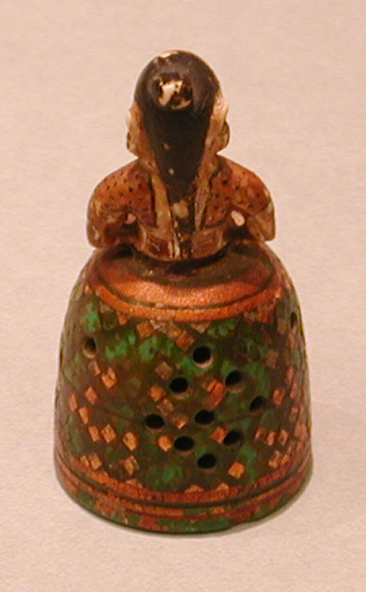 Pawn in the Form of an Indian Lady, Ivory; painted, gilded, and lacquered