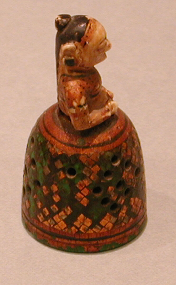 Pawn in the Form of an Indian Lady, Ivory; painted, gilded, and lacquered