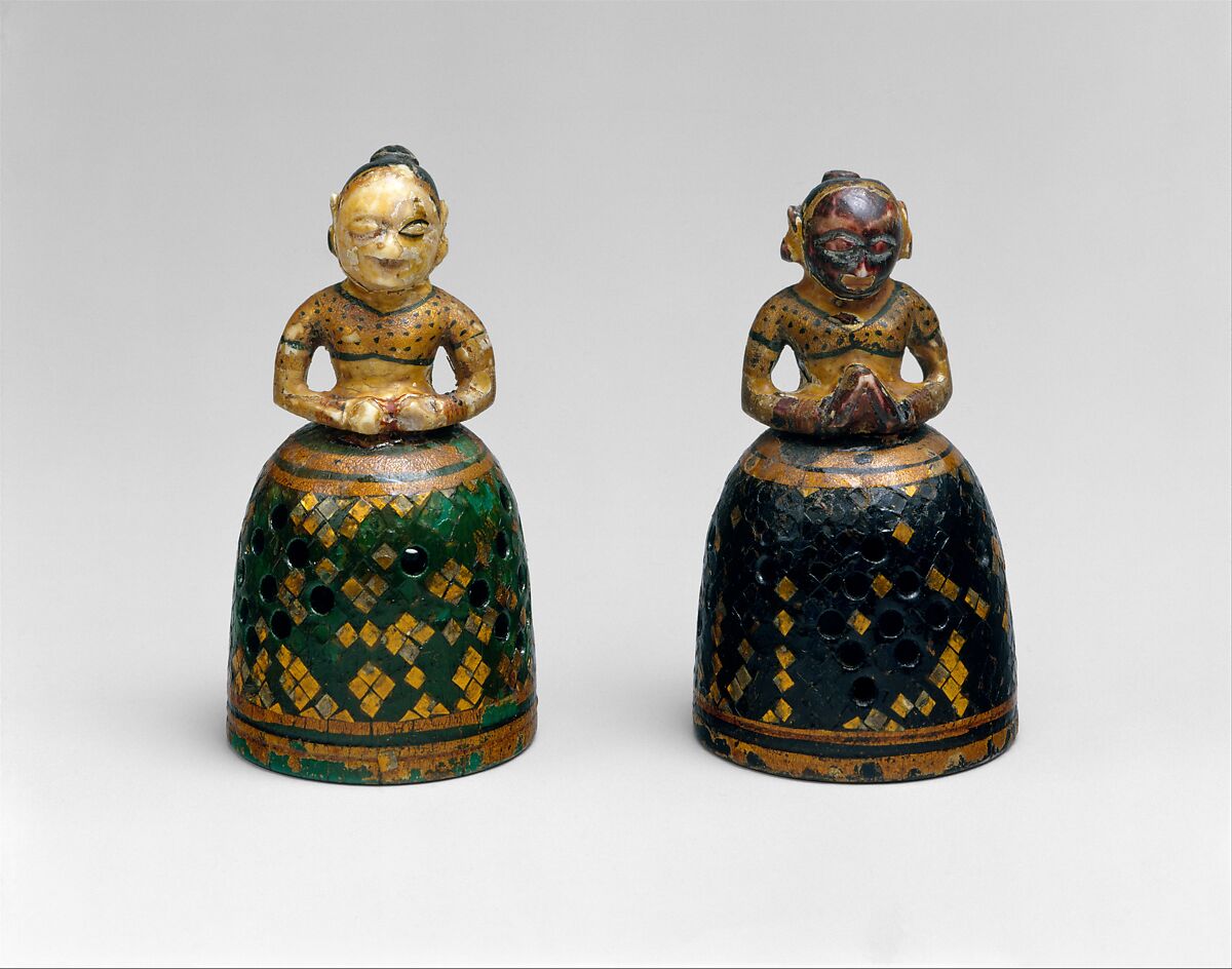 Pawn in the Form of an Indian Lady, Ivory; painted, gilded, and lacquered