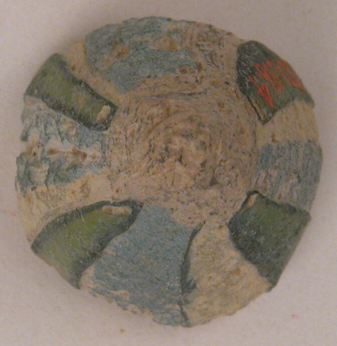 Gaming Piece, Earthenware, glazed and green glass