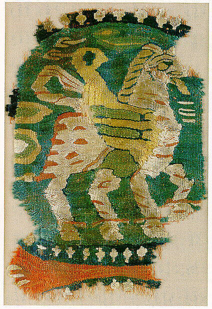 Roundel with Winged Horse, Wool, linen; tapestry weave