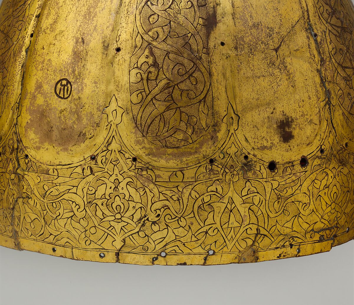 Helmet, Copper; embossed, engraved, stippled, and gilded