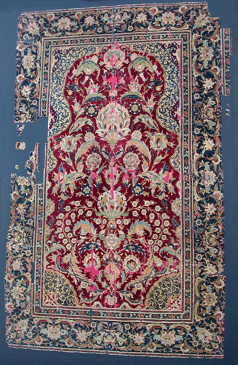 Prayer Rug, Silk, wool; asymmetrically knotted thread
