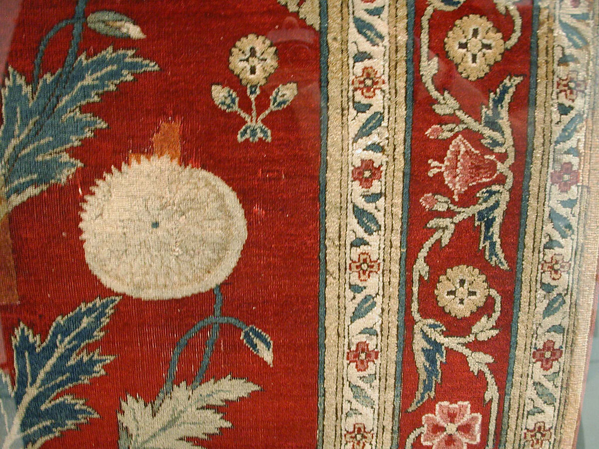 Carpet with Niche and Flower Design, Cotton (warp and weft), silk (weft), wool (pile); asymmetrically knotted pile