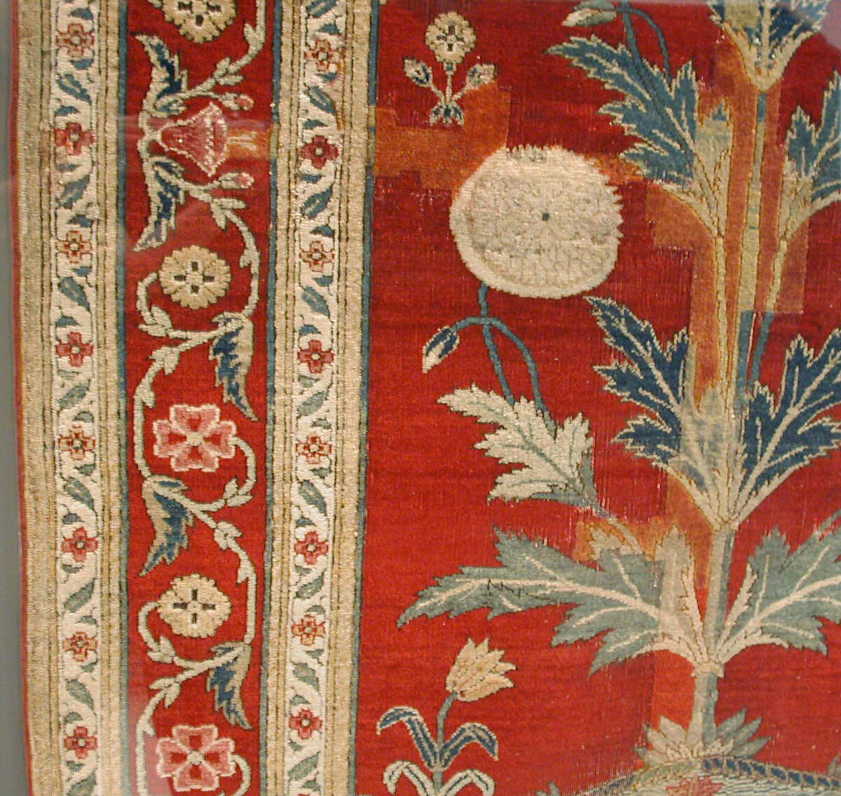Carpet with Niche and Flower Design, Cotton (warp and weft), silk (weft), wool (pile); asymmetrically knotted pile